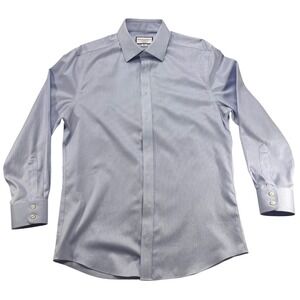 Charles Tyrwhitt Slim Fit Non-Iron Dress Shirt Blue Micro Houndstooth 16/33